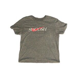 Nike Shirt Size Large L Gray Swoosh Tee Short Sleeve Adult Mens Top Workout